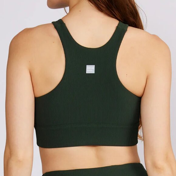 Cream Yoga Sophia High Neck Bra in Hunter Green - Picture 2 of 2